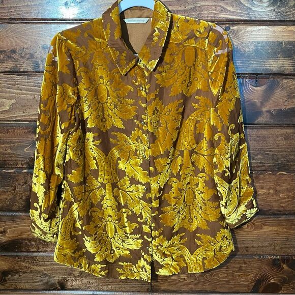 Soft Surroundings Button Down Floral Semi Sheer Blouse Women's Size XS - Picture 5 of 16